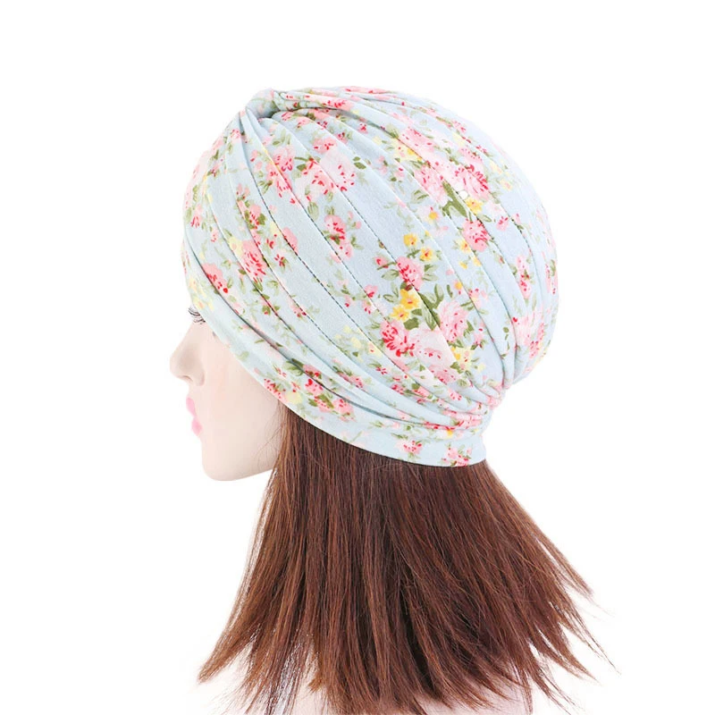 2026 New Crinkle Soft Stretchy Africa Hijab Caps Muslim Wrap Head Turban India Hat Flowers Headtie Chemo Bonnet Ready To Wear