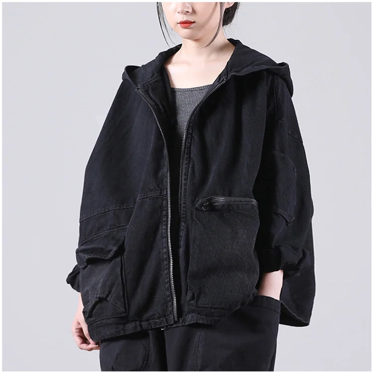 Amax luluE Autumn New Jacket 2024 Women White Hooded Zipper Coat Casual Loose Streetwear Female Pockets Vintage Harajuku Clothes