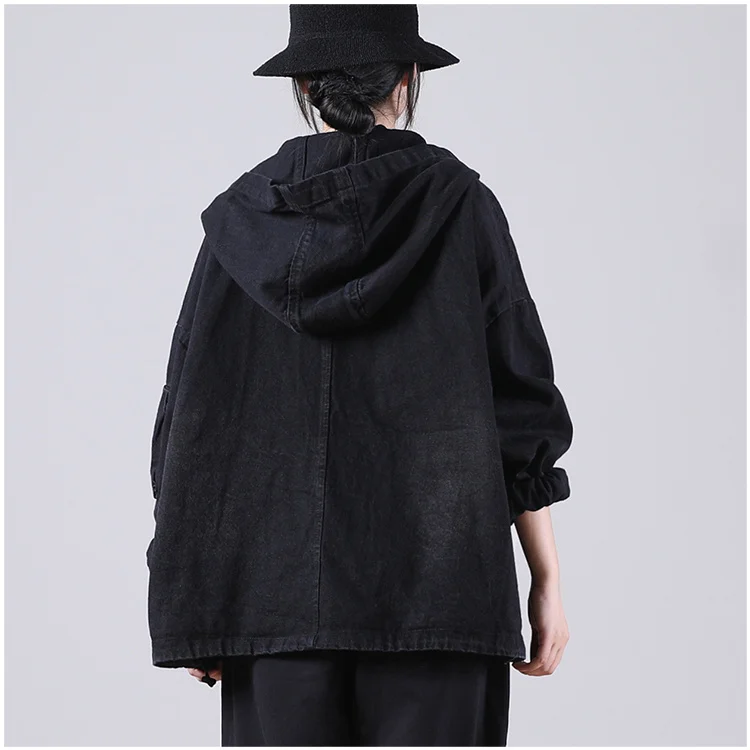 Amax luluE Autumn New Jacket 2024 Women White Hooded Zipper Coat Casual Loose Streetwear Female Pockets Vintage Harajuku Clothes