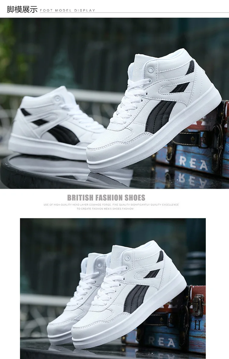 Spring Fashion Casual Shoes Men White Sneakers Breathable High top Flats Skateboarding Shoes 2025 New Unisex man shoes