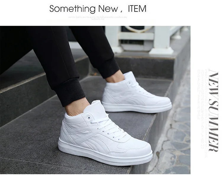 Spring Fashion Casual Shoes Men White Sneakers Breathable High top Flats Skateboarding Shoes 2025 New Unisex man shoes