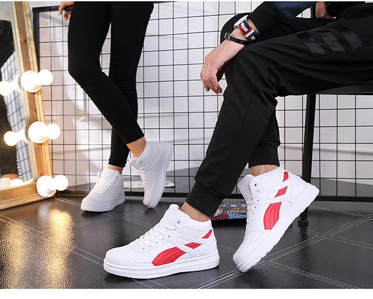 Spring Fashion Casual Shoes Men White Sneakers Breathable High top Flats Skateboarding Shoes 2025 New Unisex man shoes