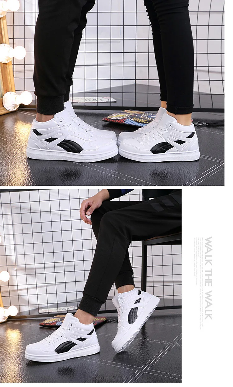 Spring Fashion Casual Shoes Men White Sneakers Breathable High top Flats Skateboarding Shoes 2025 New Unisex man shoes