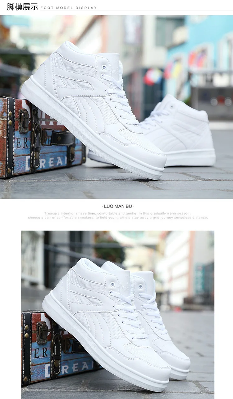 Spring Fashion Casual Shoes Men White Sneakers Breathable High top Flats Skateboarding Shoes 2025 New Unisex man shoes