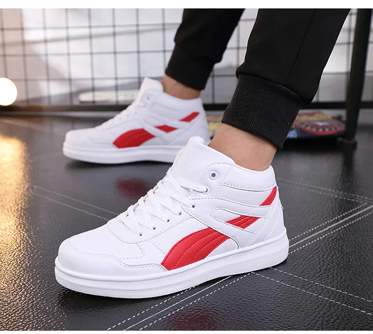 Spring Fashion Casual Shoes Men White Sneakers Breathable High top Flats Skateboarding Shoes 2025 New Unisex man shoes