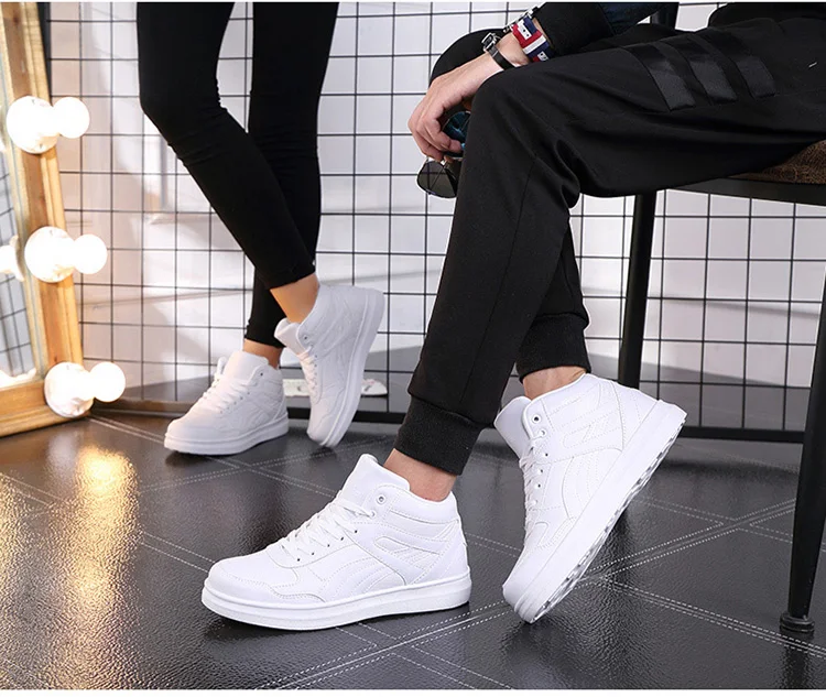 Spring Fashion Casual Shoes Men White Sneakers Breathable High top Flats Skateboarding Shoes 2025 New Unisex man shoes