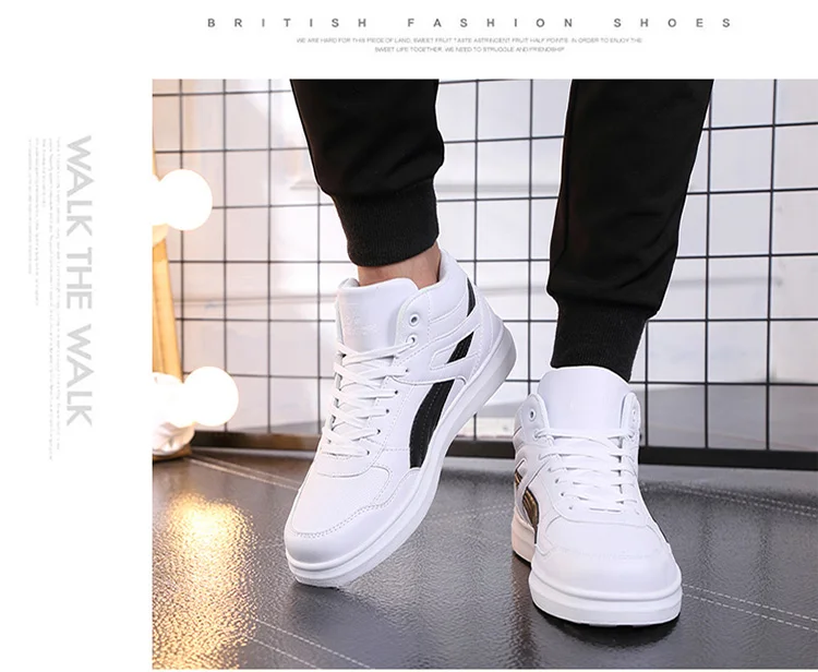 Spring Fashion Casual Shoes Men White Sneakers Breathable High top Flats Skateboarding Shoes 2025 New Unisex man shoes