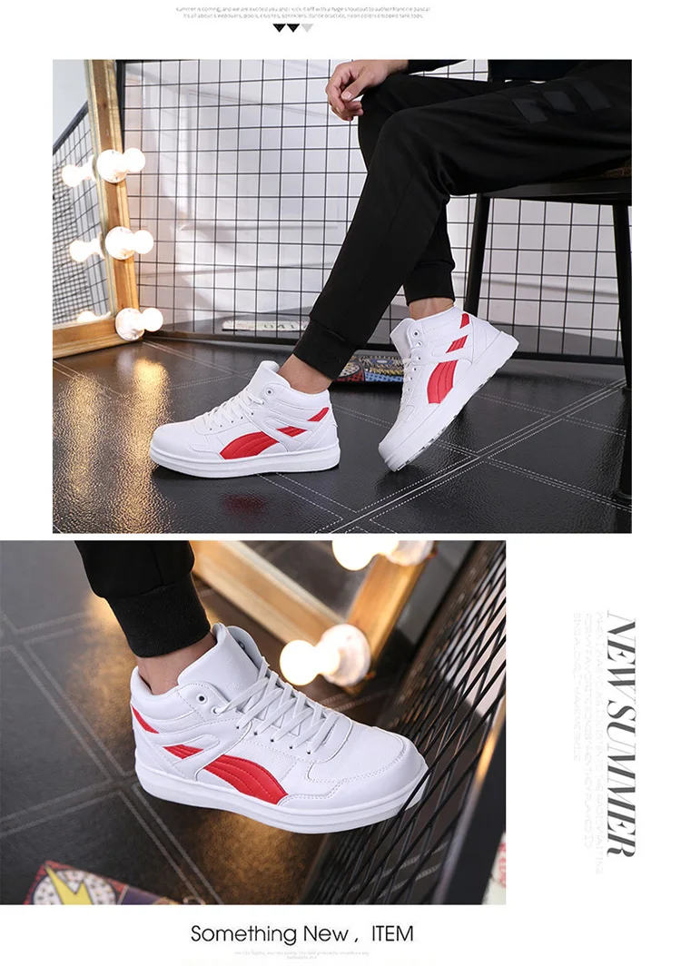 Spring Fashion Casual Shoes Men White Sneakers Breathable High top Flats Skateboarding Shoes 2025 New Unisex man shoes