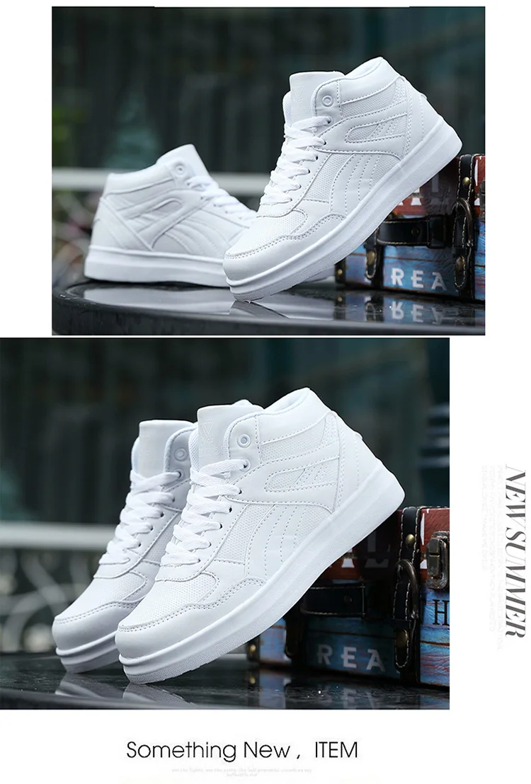 Spring Fashion Casual Shoes Men White Sneakers Breathable High top Flats Skateboarding Shoes 2025 New Unisex man shoes