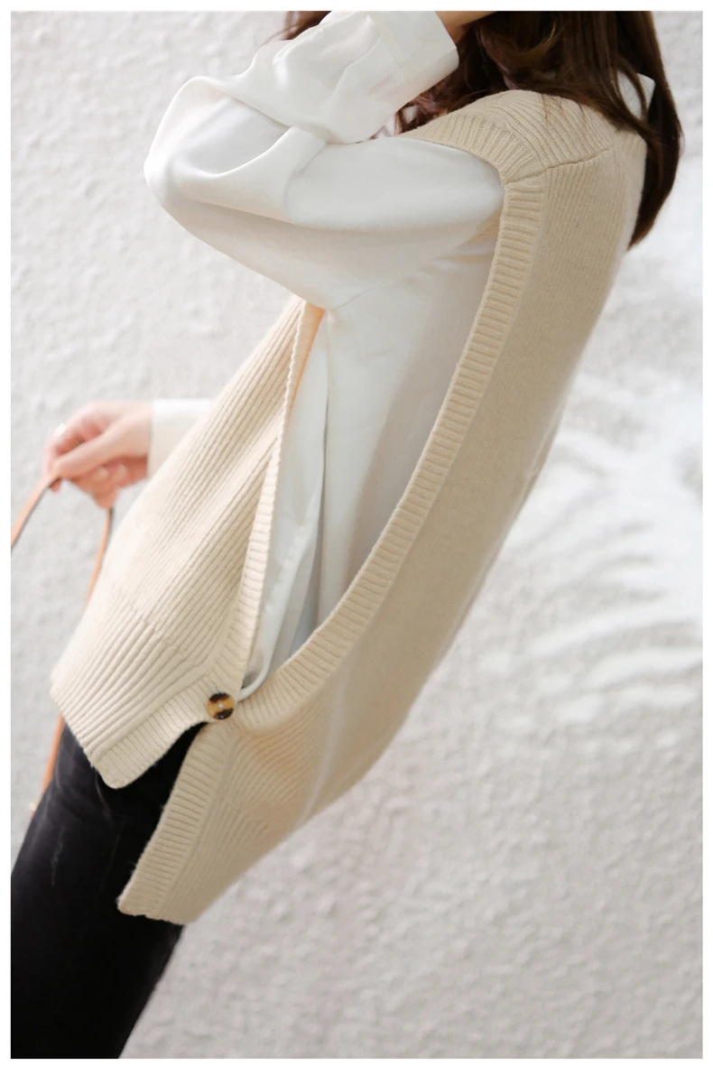 DY Sweater for Women 2021 Autumn New Knitted Vest Wool Sweaters Sleeveless Tank Tops Elegant Female Clothing pull femme