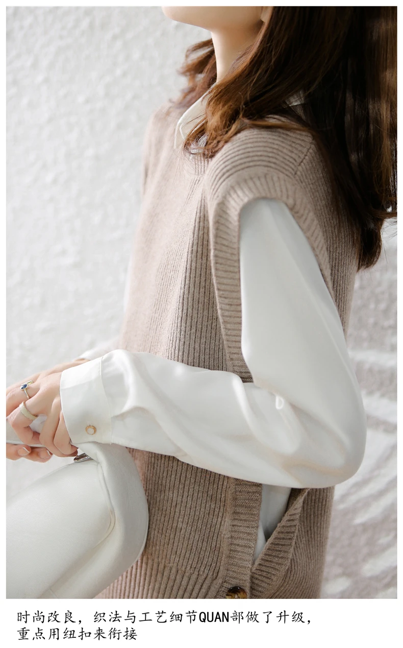 DY Sweater for Women 2021 Autumn New Knitted Vest Wool Sweaters Sleeveless Tank Tops Elegant Female Clothing pull femme