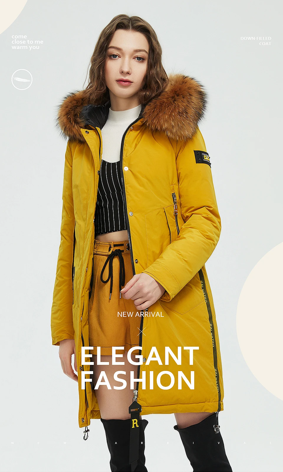 HaiLuoZi 2022 Winter New Arrival Women's Jacket Fashion Casual Raccoon Big Fur Collar Down Jackets Women Coat Parka Outerwear 89