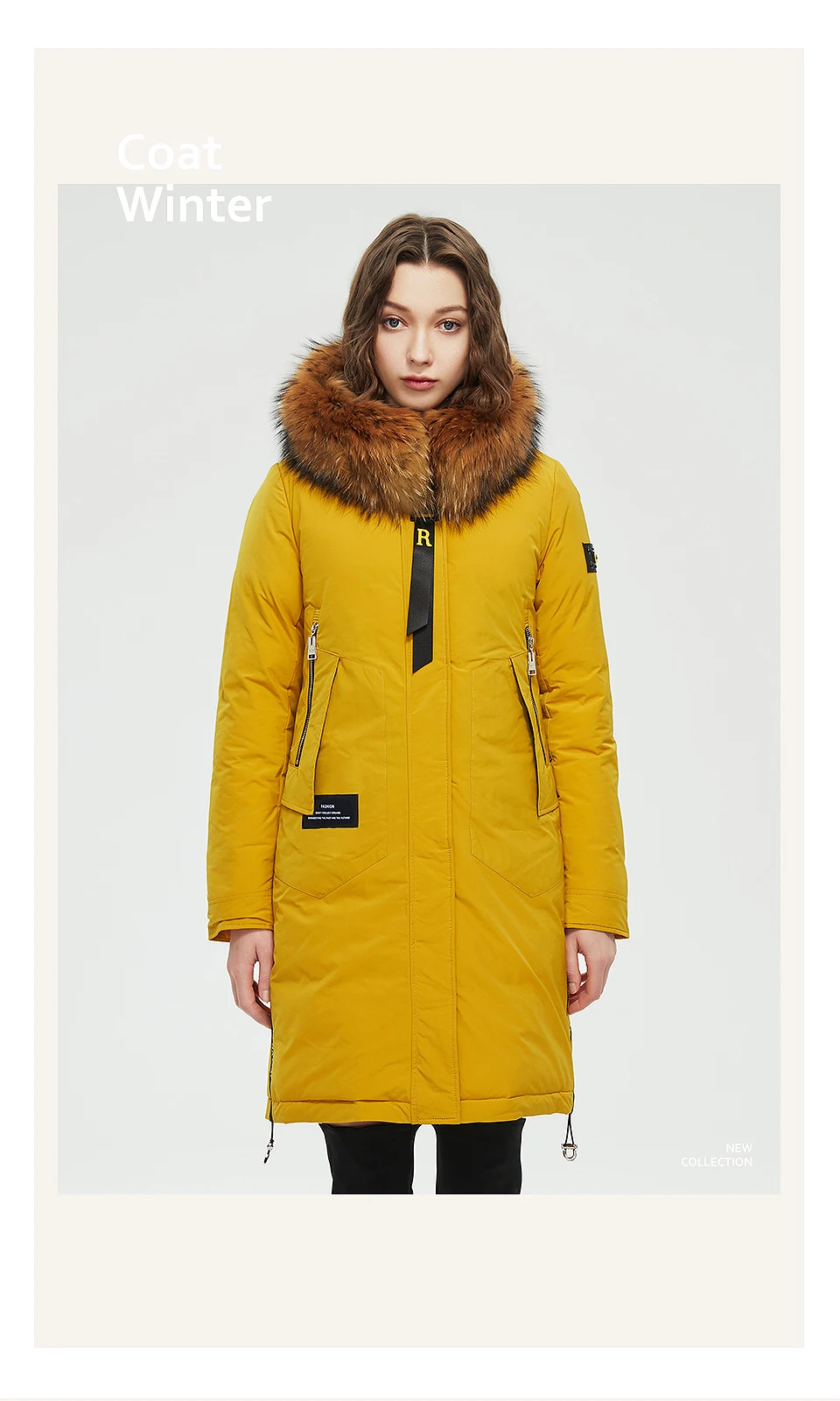 HaiLuoZi 2022 Winter New Arrival Women's Jacket Fashion Casual Raccoon Big Fur Collar Down Jackets Women Coat Parka Outerwear 89