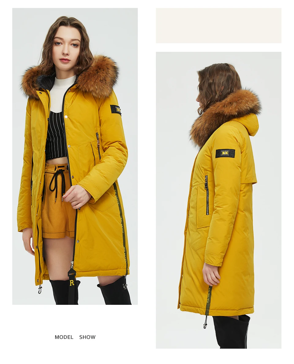 HaiLuoZi 2022 Winter New Arrival Women's Jacket Fashion Casual Raccoon Big Fur Collar Down Jackets Women Coat Parka Outerwear 89
