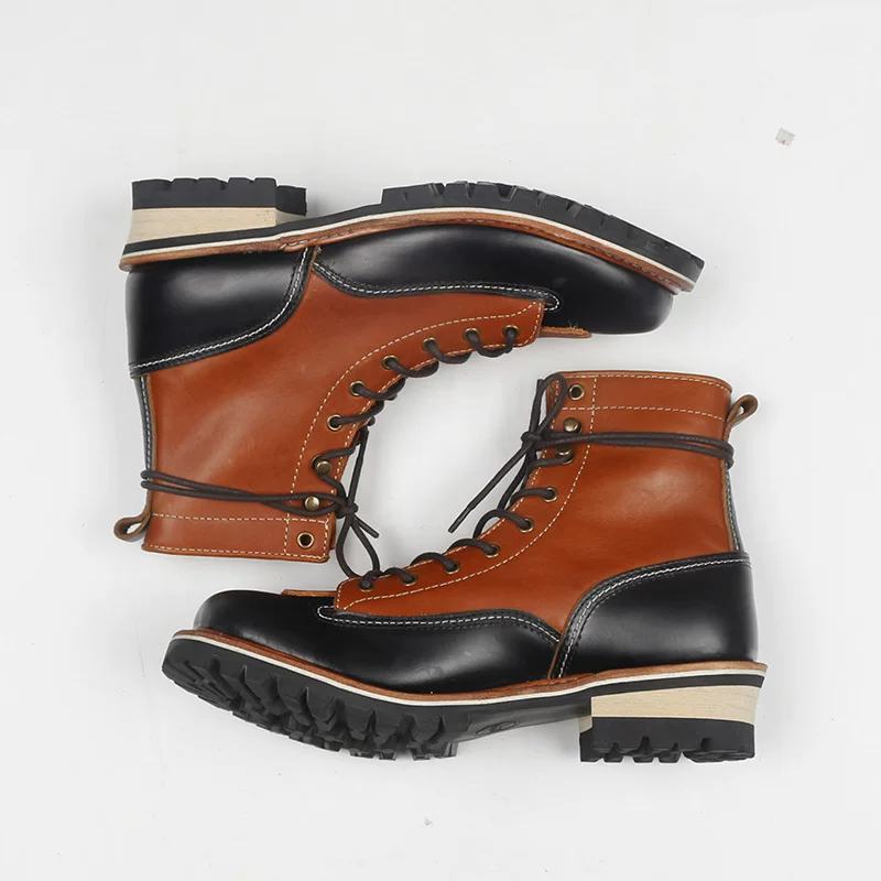 P001 Red Tornado Men's Genuine Cow Leather Motorcycle High Heel Casual Rider Footwear Cowhide Good Quality Goodyear Welted Boots