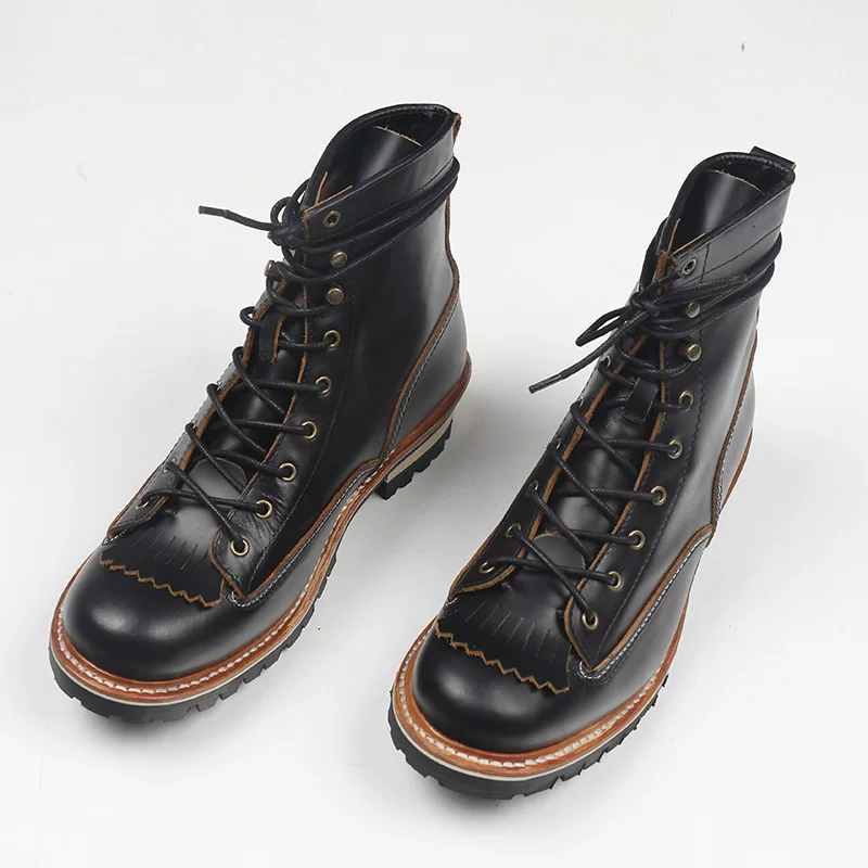 P001 Red Tornado Men's Genuine Cow Leather Motorcycle High Heel Casual Rider Footwear Cowhide Good Quality Goodyear Welted Boots