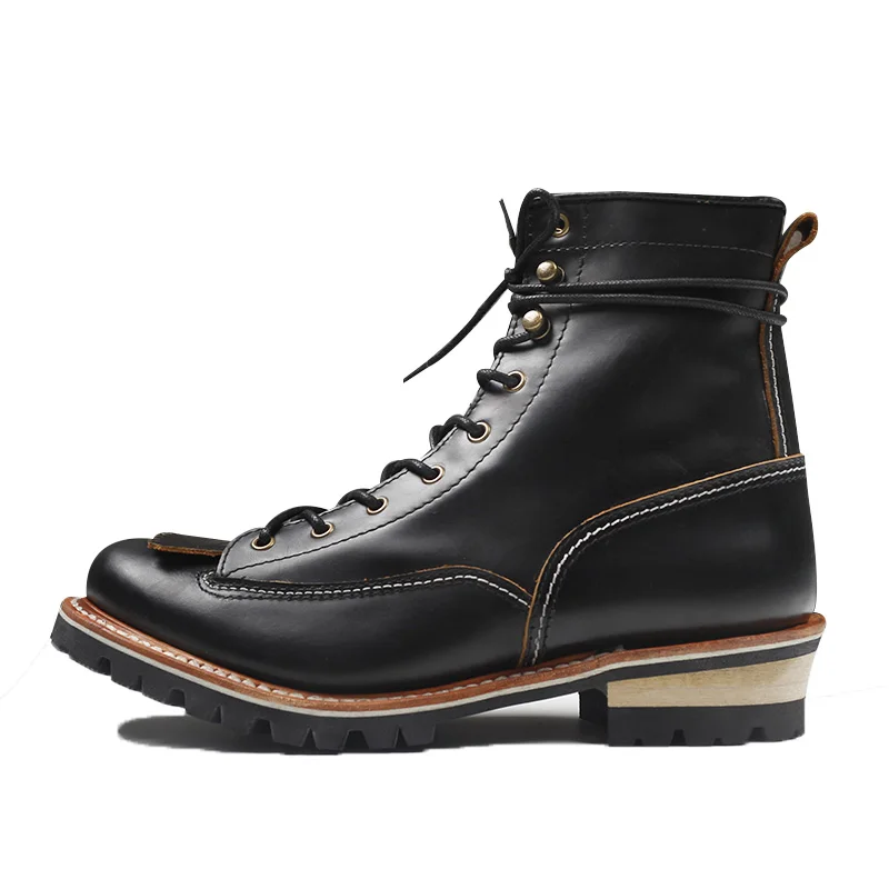 P001 Red Tornado Men's Genuine Cow Leather Motorcycle High Heel Casual Rider Footwear Cowhide Good Quality Goodyear Welted Boots