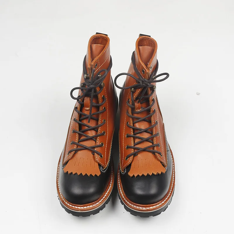 P001 Red Tornado Men's Genuine Cow Leather Motorcycle High Heel Casual Rider Footwear Cowhide Good Quality Goodyear Welted Boots