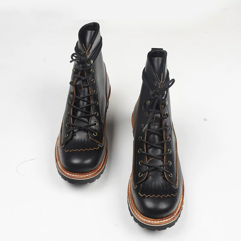 P001 Red Tornado Men's Genuine Cow Leather Motorcycle High Heel Casual Rider Footwear Cowhide Good Quality Goodyear Welted Boots