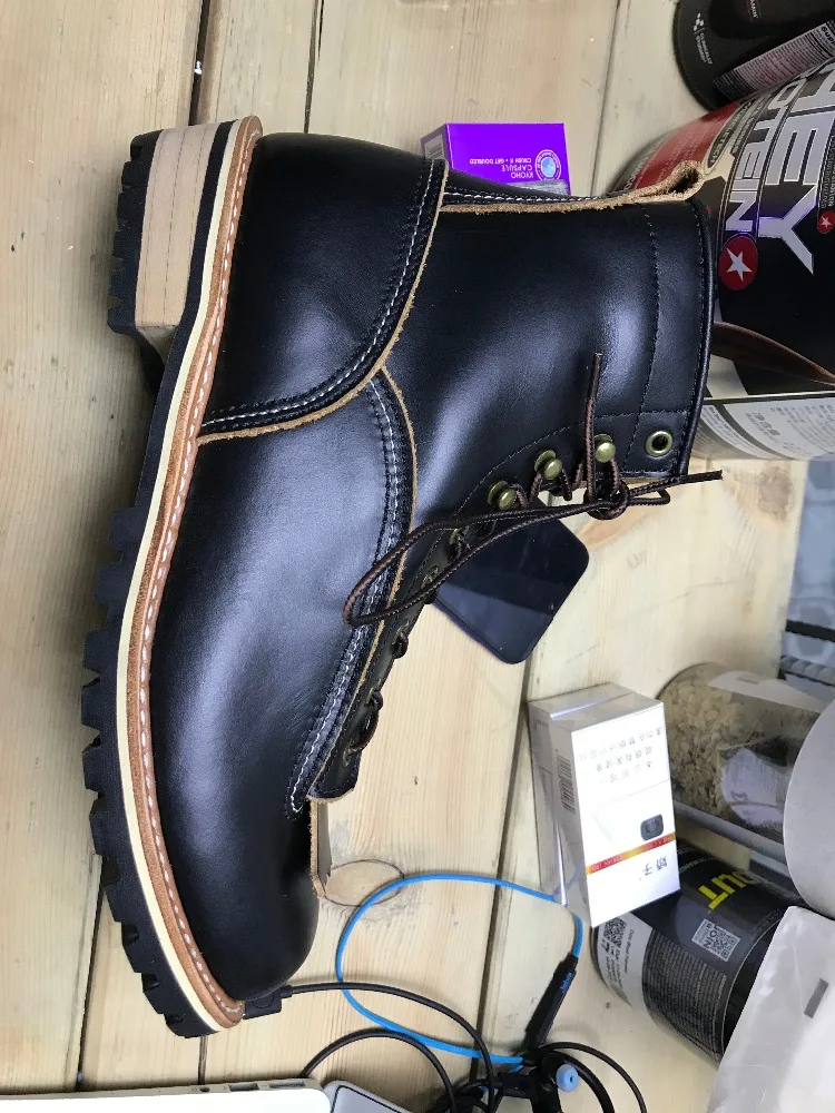 P001 Red Tornado Men's Genuine Cow Leather Motorcycle High Heel Casual Rider Footwear Cowhide Good Quality Goodyear Welted Boots