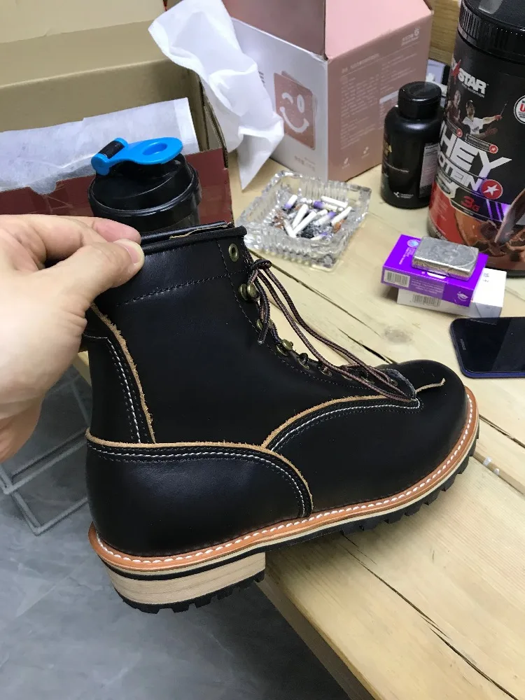 P001 Red Tornado Men's Genuine Cow Leather Motorcycle High Heel Casual Rider Footwear Cowhide Good Quality Goodyear Welted Boots