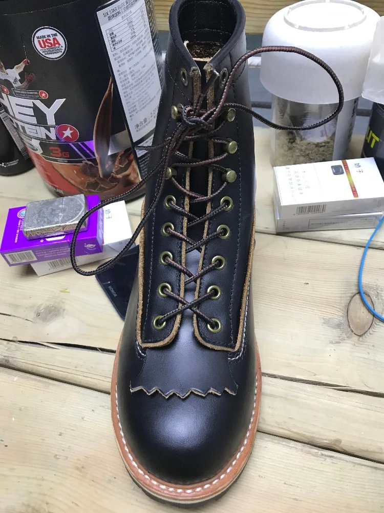 P001 Red Tornado Men's Genuine Cow Leather Motorcycle High Heel Casual Rider Footwear Cowhide Good Quality Goodyear Welted Boots