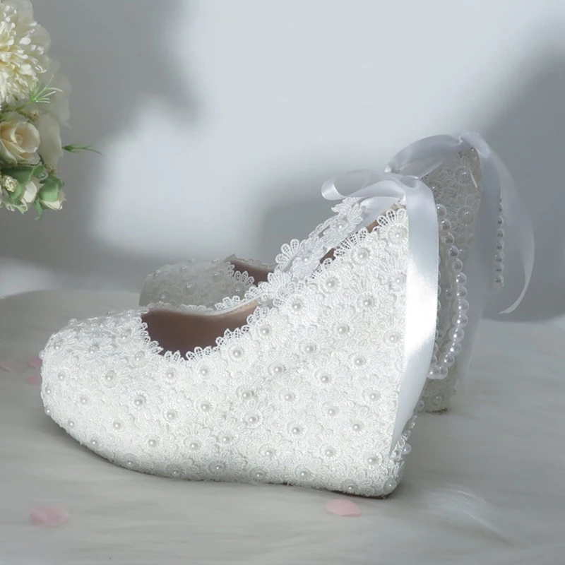 BaoYaFang Tassel pearl Fashion wedding shoes and bags Bride High heels Platform shoes ladies ankle strap party dress shoes woman