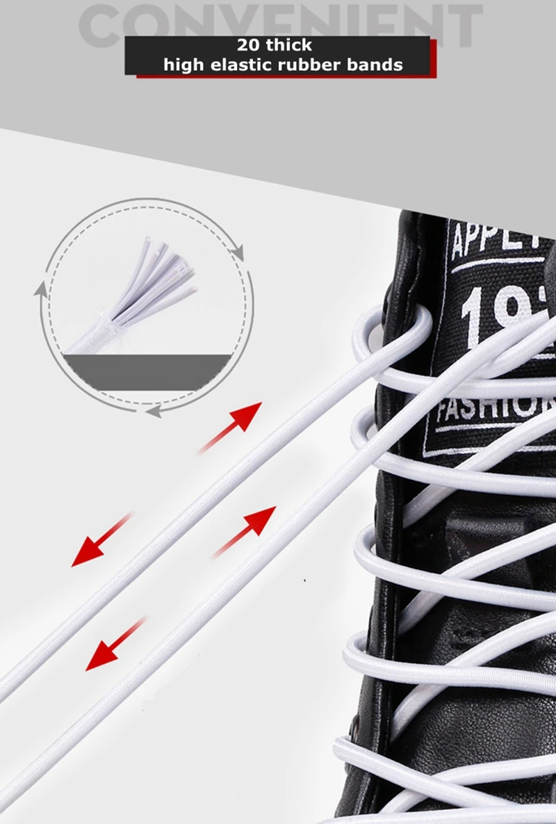 No Tie Shoe Laces Shoes Round Shoelaces for Sneakers Rubber Elastic Laces Without Ties Kids Adult Quick Shoe Lace Rubber Bands