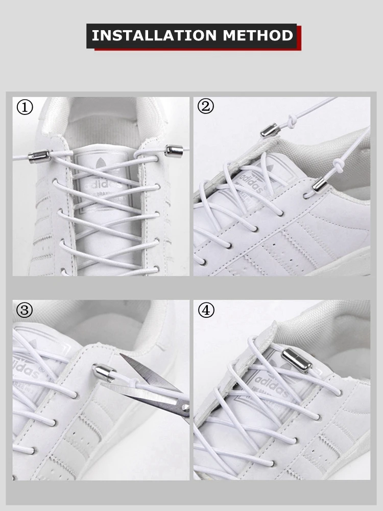 No Tie Shoe Laces Shoes Round Shoelaces for Sneakers Rubber Elastic Laces Without Ties Kids Adult Quick Shoe Lace Rubber Bands