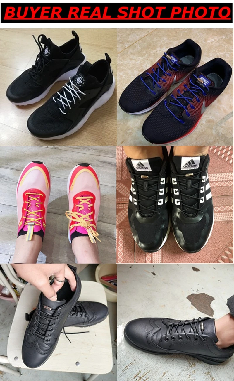 No Tie Shoe Laces Shoes Round Shoelaces for Sneakers Rubber Elastic Laces Without Ties Kids Adult Quick Shoe Lace Rubber Bands