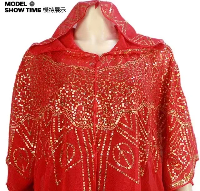 Women's Chiffon Batwing Sleeve Sequins and Fringes Loose and Versatile Dress African Fashion Gown Free Size Summer New 2022
