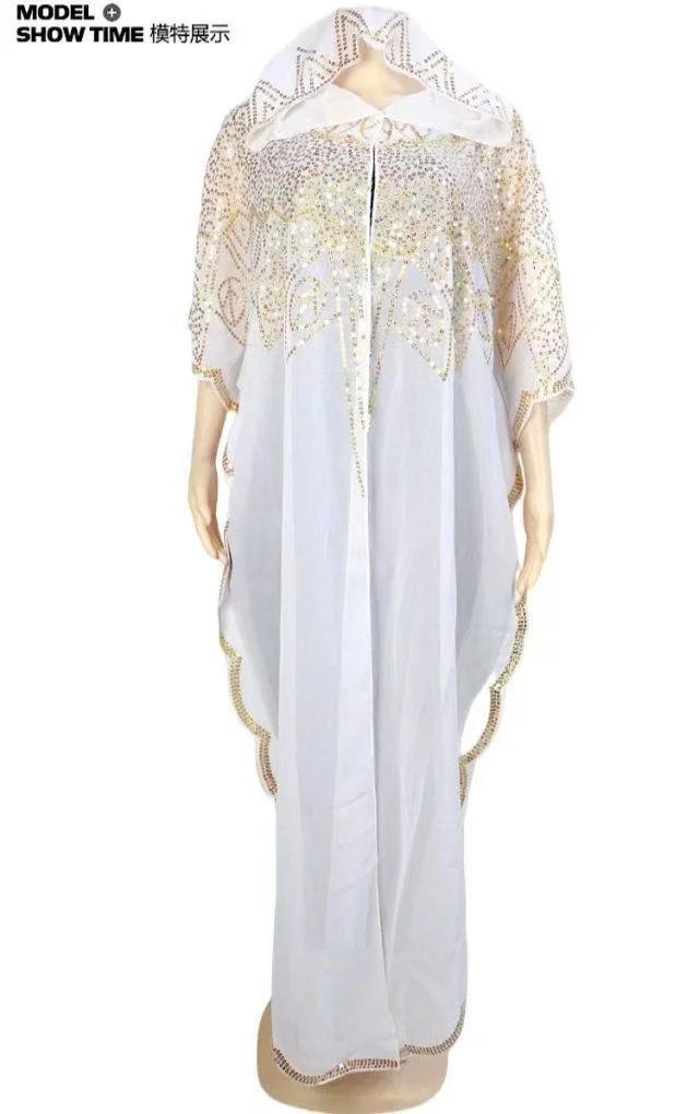 Women's Chiffon Batwing Sleeve Sequins and Fringes Loose and Versatile Dress African Fashion Gown Free Size Summer New 2022