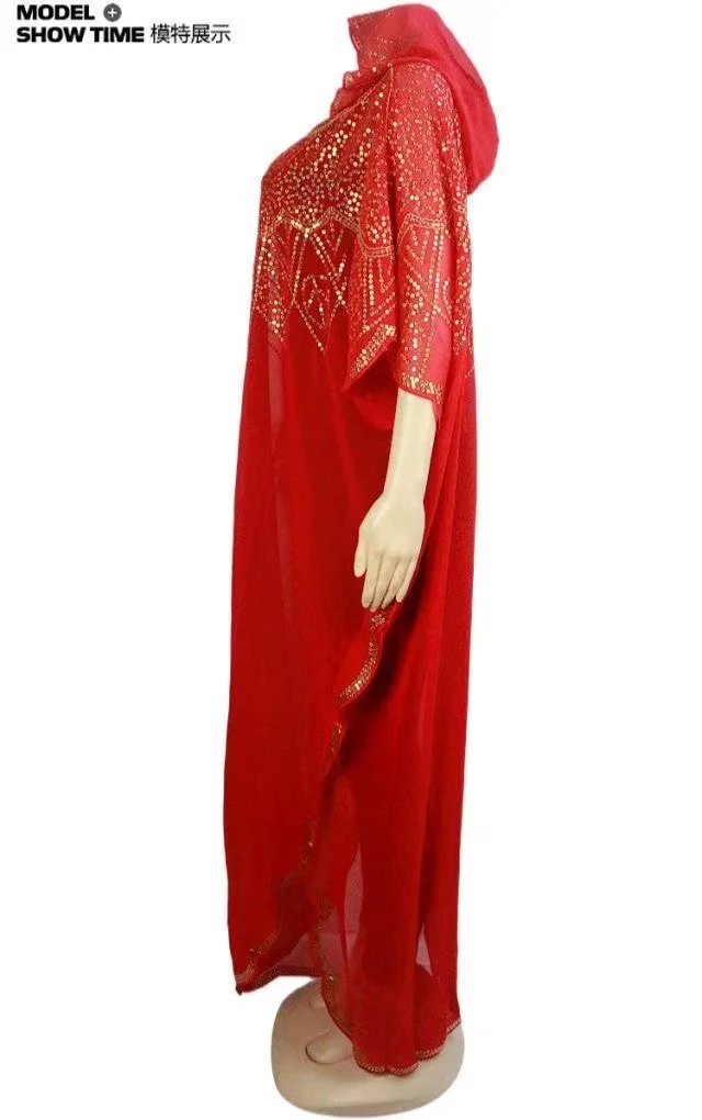 Women's Chiffon Batwing Sleeve Sequins and Fringes Loose and Versatile Dress African Fashion Gown Free Size Summer New 2022