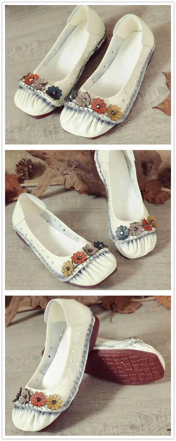 Beige flats ladies luxury genuine leather loafers breathable shoes womens shallow moccasins walking shoe