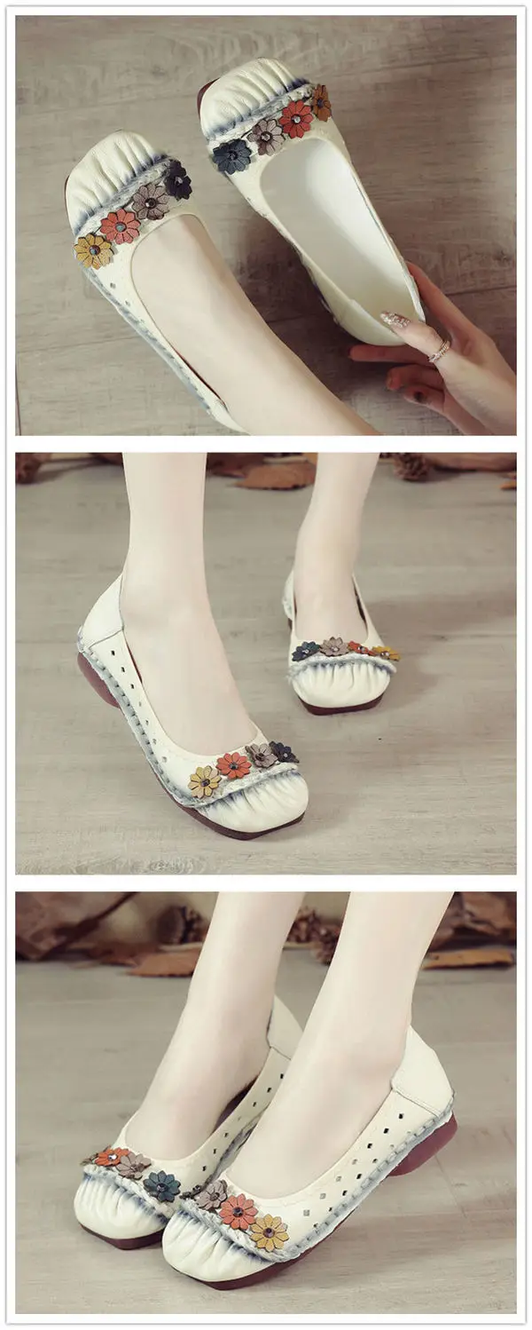 Beige flats ladies luxury genuine leather loafers breathable shoes womens shallow moccasins walking shoe