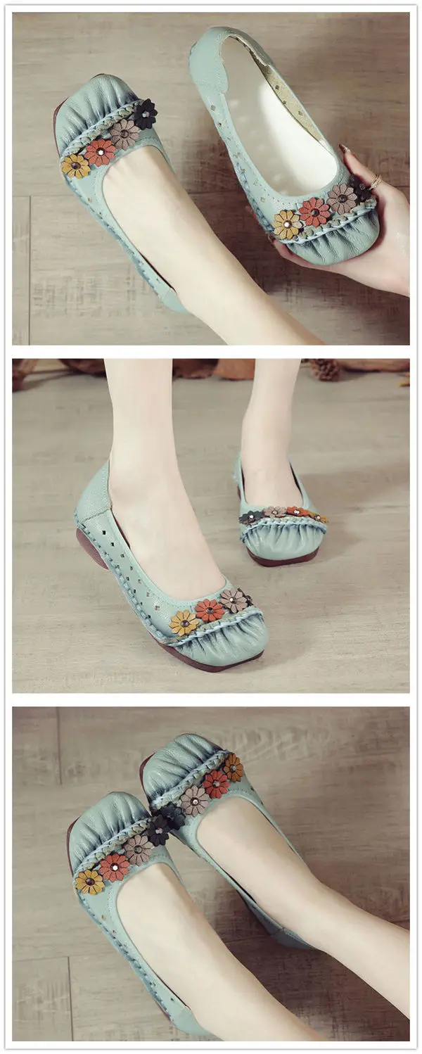 Beige flats ladies luxury genuine leather loafers breathable shoes womens shallow moccasins walking shoe