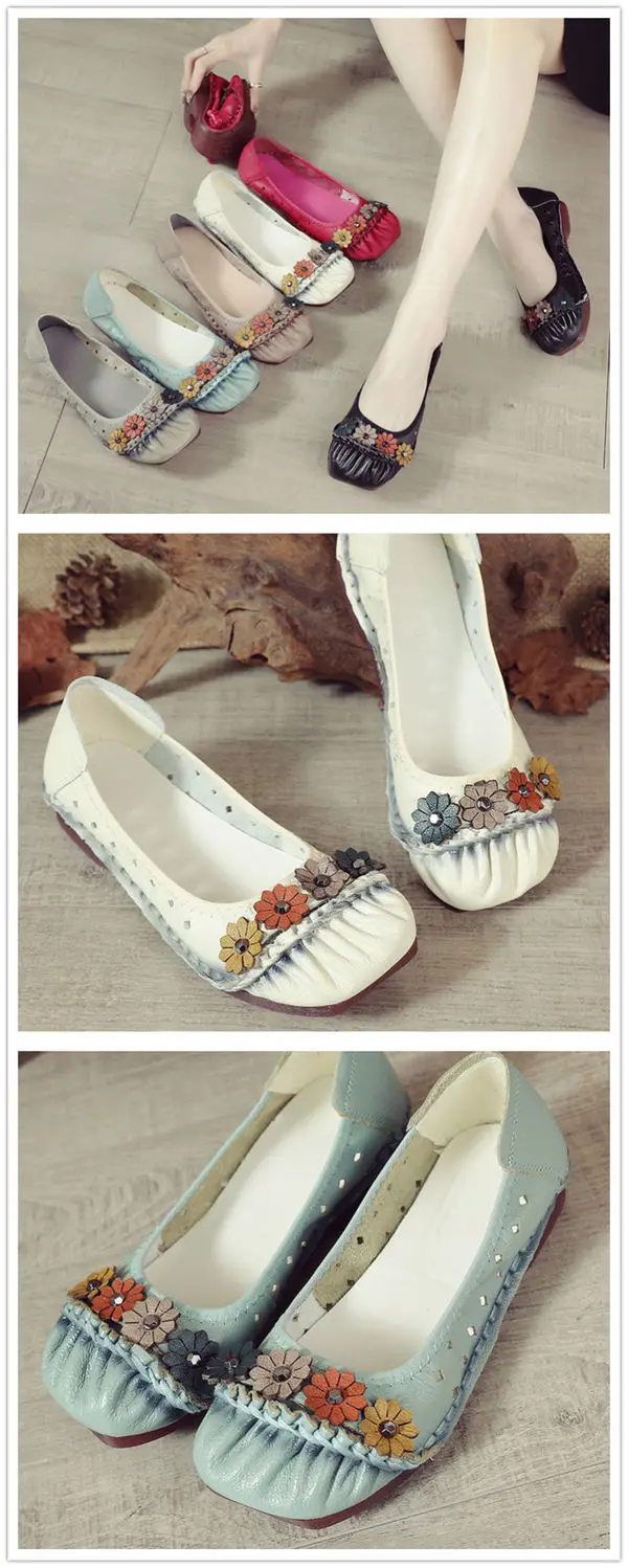 Beige flats ladies luxury genuine leather loafers breathable shoes womens shallow moccasins walking shoe