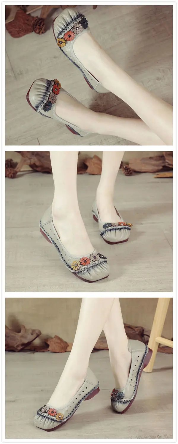 Beige flats ladies luxury genuine leather loafers breathable shoes womens shallow moccasins walking shoe