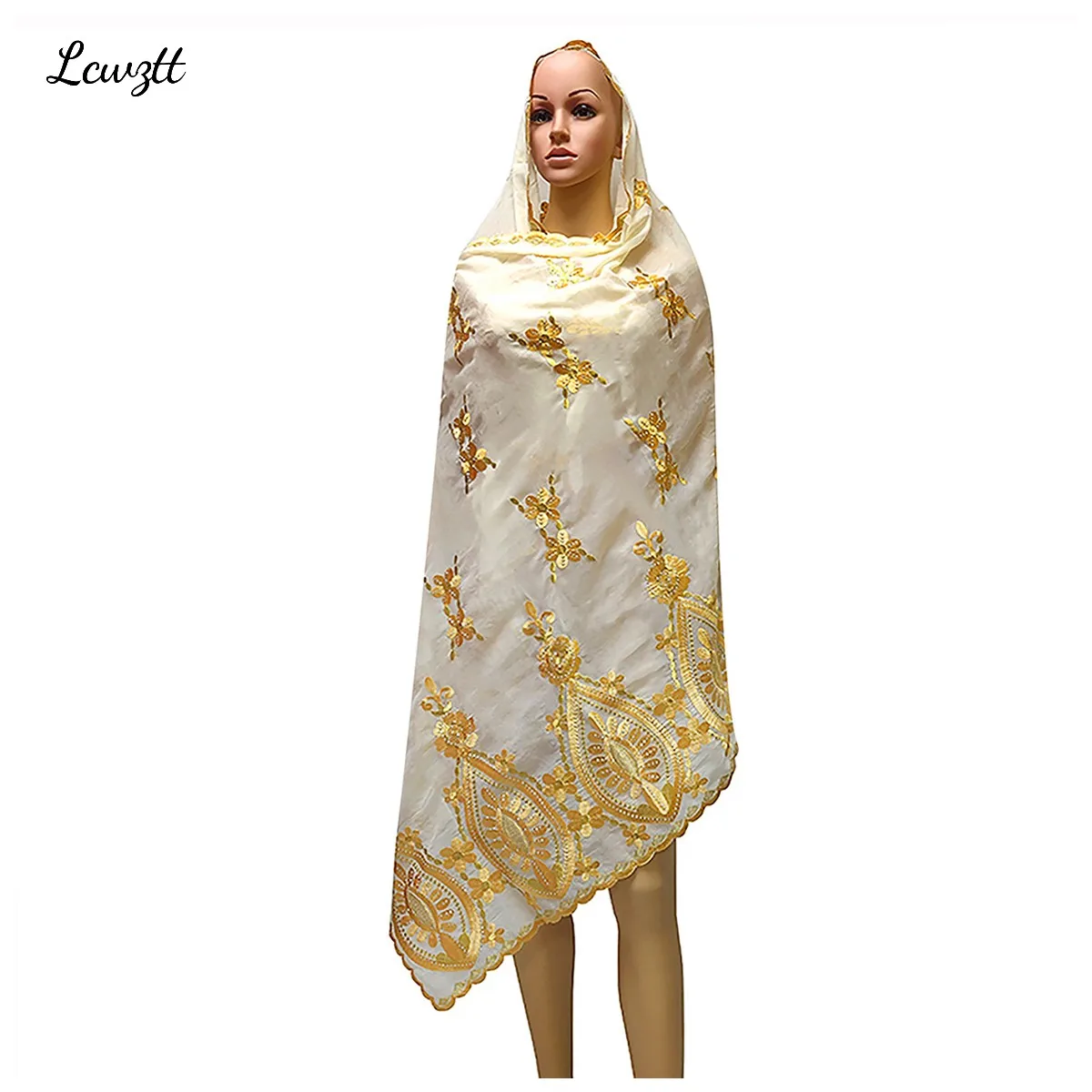 2026 Fashion Hot Sale African Women Scarfs Big Circle Design Big Embrodiery Cotton Big Size Muslim Scarf for Shawls Pashmina