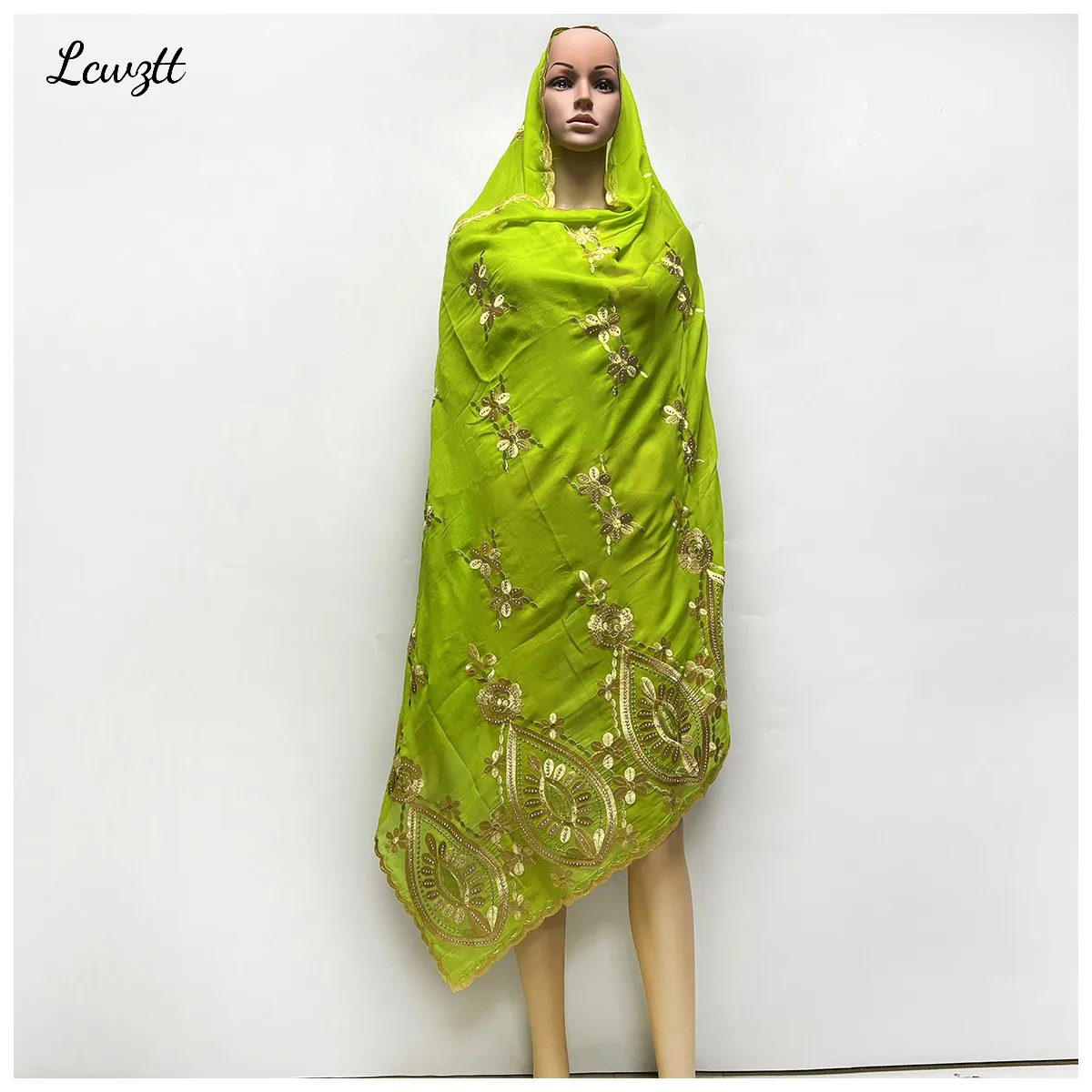 2026 Fashion Hot Sale African Women Scarfs Big Circle Design Big Embrodiery Cotton Big Size Muslim Scarf for Shawls Pashmina