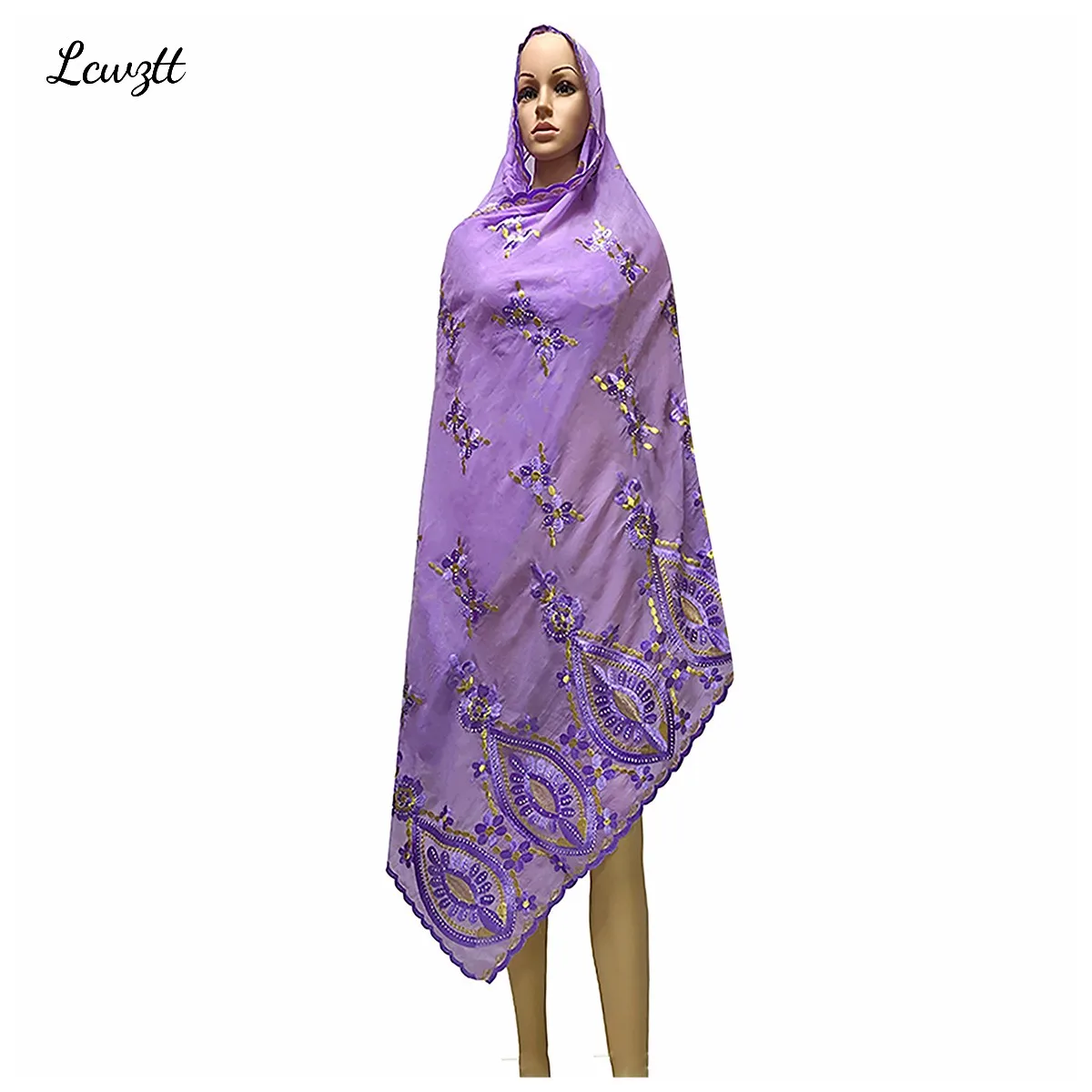 2026 Fashion Hot Sale African Women Scarfs Big Circle Design Big Embrodiery Cotton Big Size Muslim Scarf for Shawls Pashmina