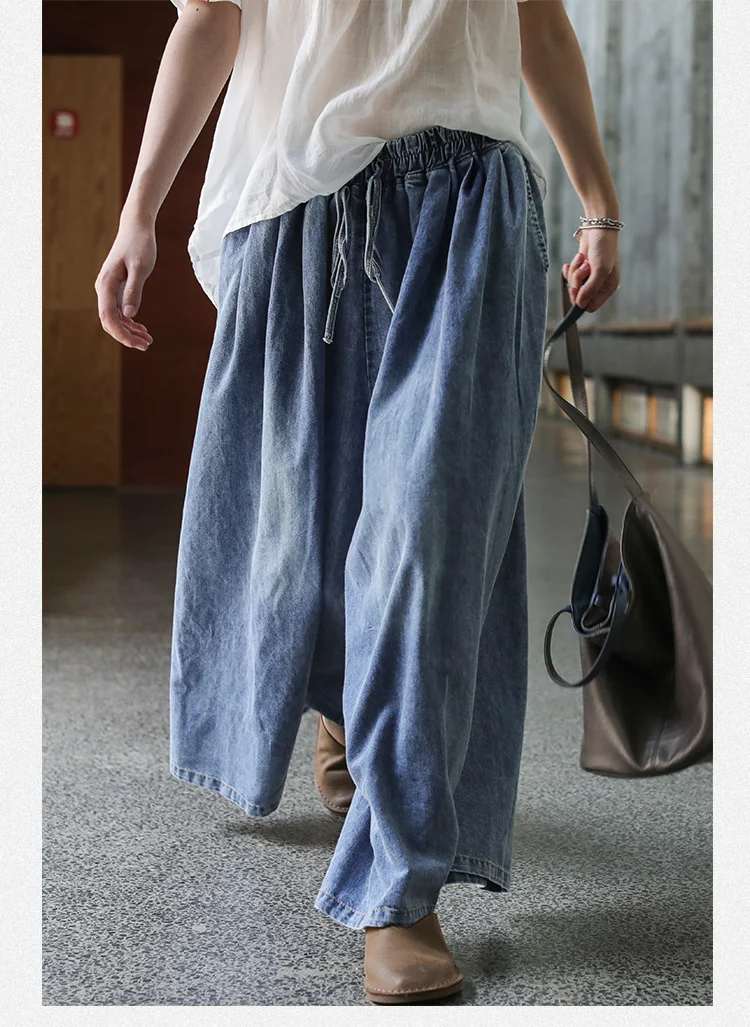 AmaxluluE 2025 Spring Harajuku Design Womens Wide Leg Pants Vintage Loose Female Denim Pants Korean Pockets Leisure Blue Jeans