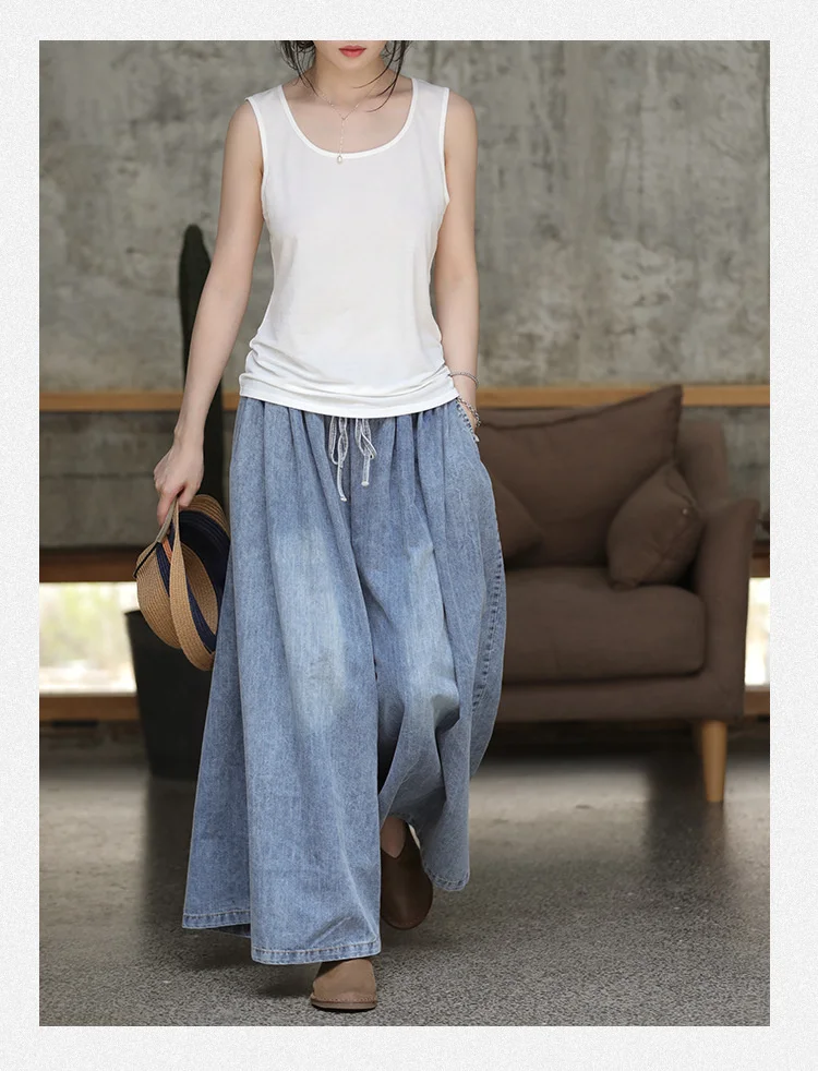 AmaxluluE 2025 Spring Harajuku Design Womens Wide Leg Pants Vintage Loose Female Denim Pants Korean Pockets Leisure Blue Jeans
