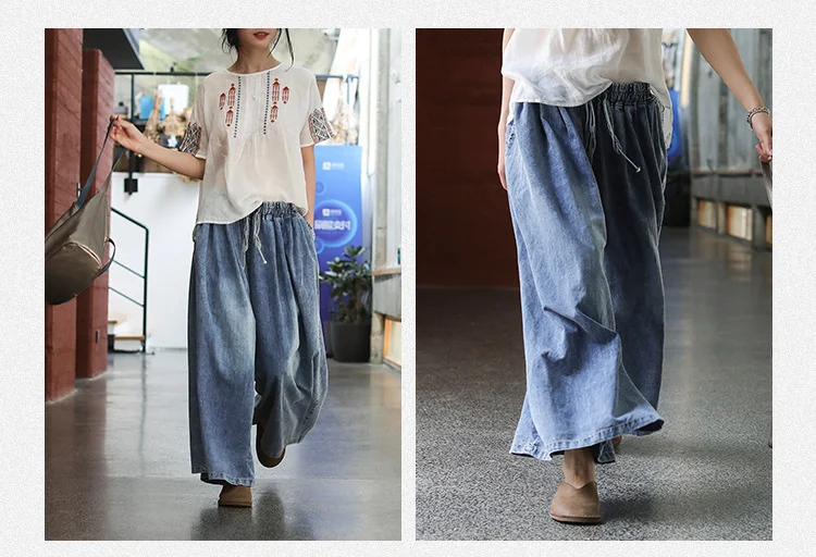 AmaxluluE 2025 Spring Harajuku Design Womens Wide Leg Pants Vintage Loose Female Denim Pants Korean Pockets Leisure Blue Jeans