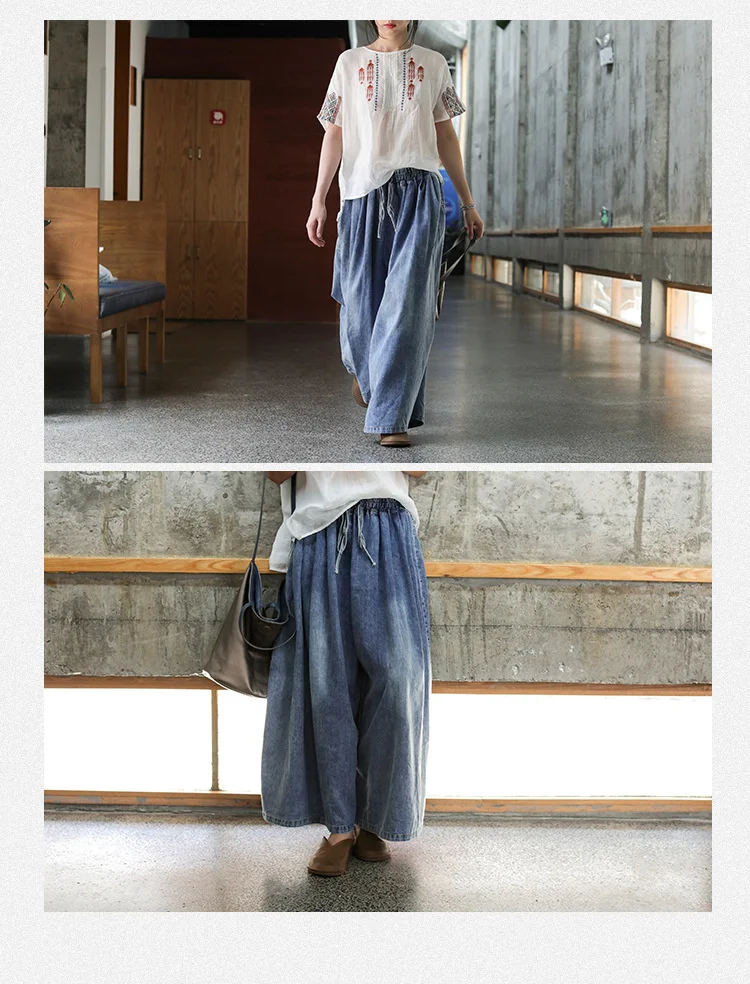 AmaxluluE 2025 Spring Harajuku Design Womens Wide Leg Pants Vintage Loose Female Denim Pants Korean Pockets Leisure Blue Jeans