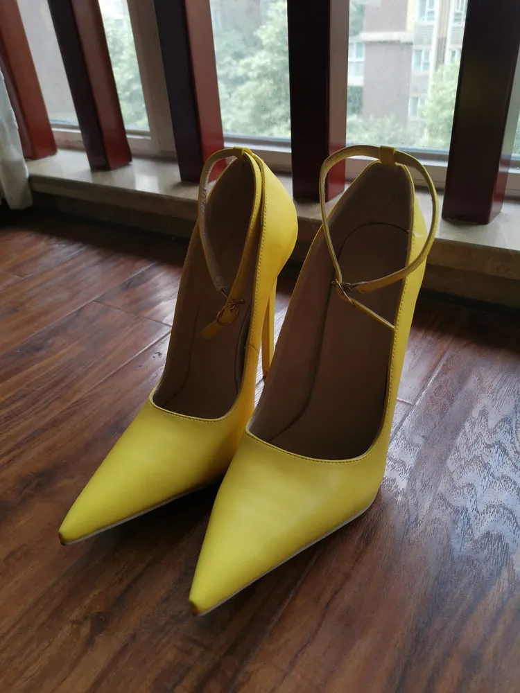 MKKHOU Fashion Single Shoes Women New Four Seasons Shoes High Heels Original Design Simple Yellow Pumps 15cm Sexy Ladies Shoes