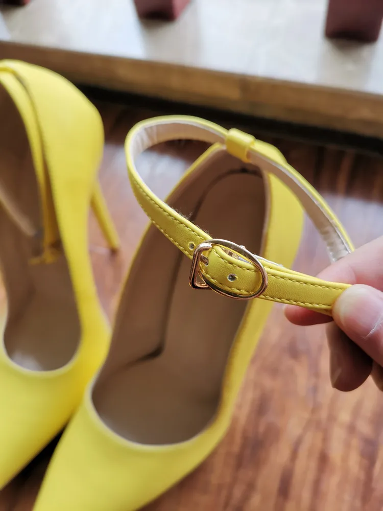 MKKHOU Fashion Single Shoes Women New Four Seasons Shoes High Heels Original Design Simple Yellow Pumps 15cm Sexy Ladies Shoes