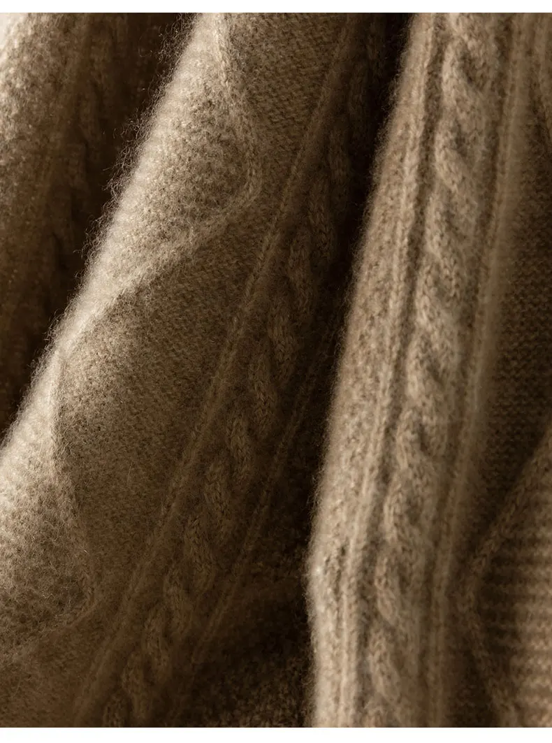 2021 autumn/winter new cashmere sweater Women's round neck cardigan sweater coat twist loose large size knit 100% wool