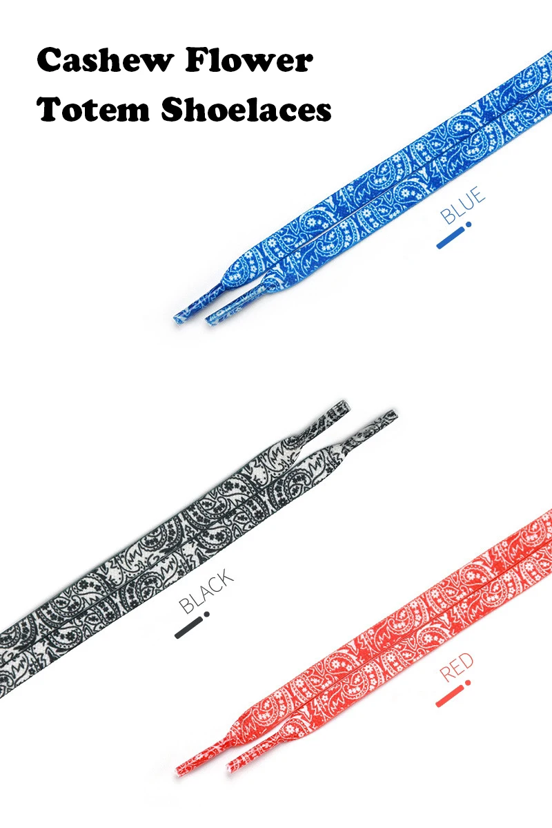 1 Pair Flat Paisley Cashew Flower Shoelaces, Gradient Colorful Creative Replacement Shoestrings, Unisex Shoe Laces for Sneakers