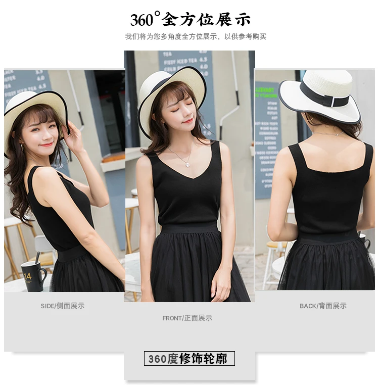 Knitted Women Tank Top Underwear Sexy Padded V Neck Backless Crop Tops Camisole Female Sleeveless Solid Intimate Lingerie Tops